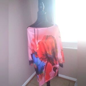🩷♥️💙 NWOT Womens Floral Small Oversized Top Blouse Spring Summer Beach